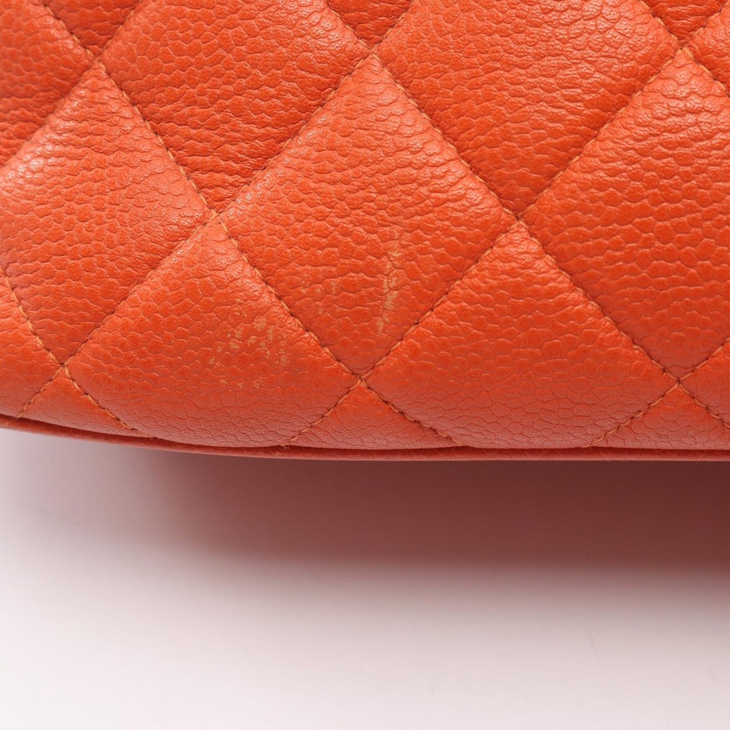 Chanel Shoulder Bag Quilted Orange Caviar Leather Chain — view 8