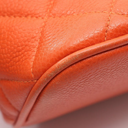 Chanel Shoulder Bag Quilted Orange Caviar Leather Chain — view 6