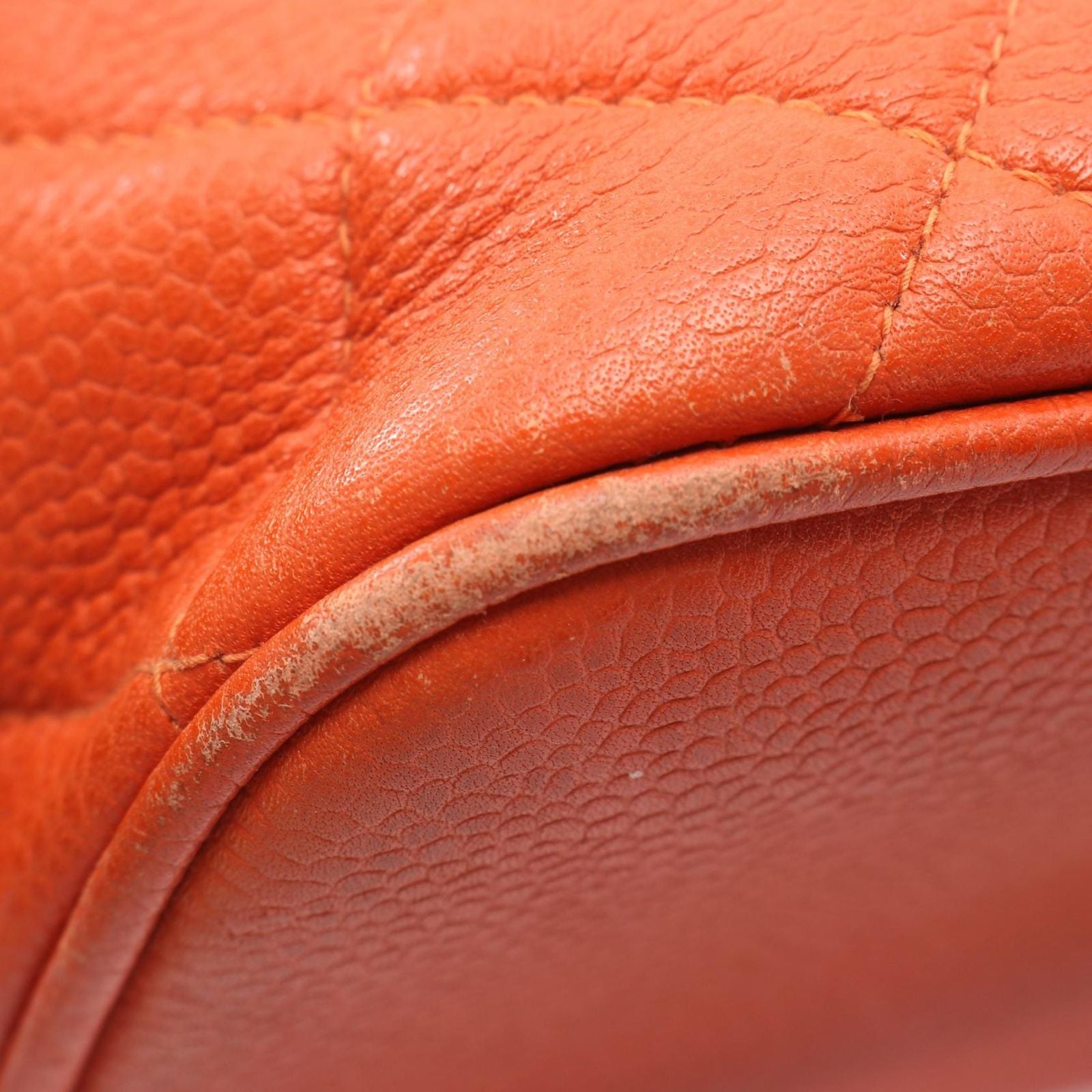 Chanel Shoulder Bag Quilted Orange Caviar Leather Chain — view 7