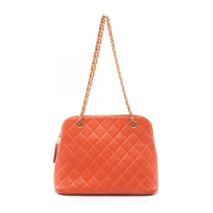 Chanel Shoulder Bag Quilted Orange Caviar Leather Chain
