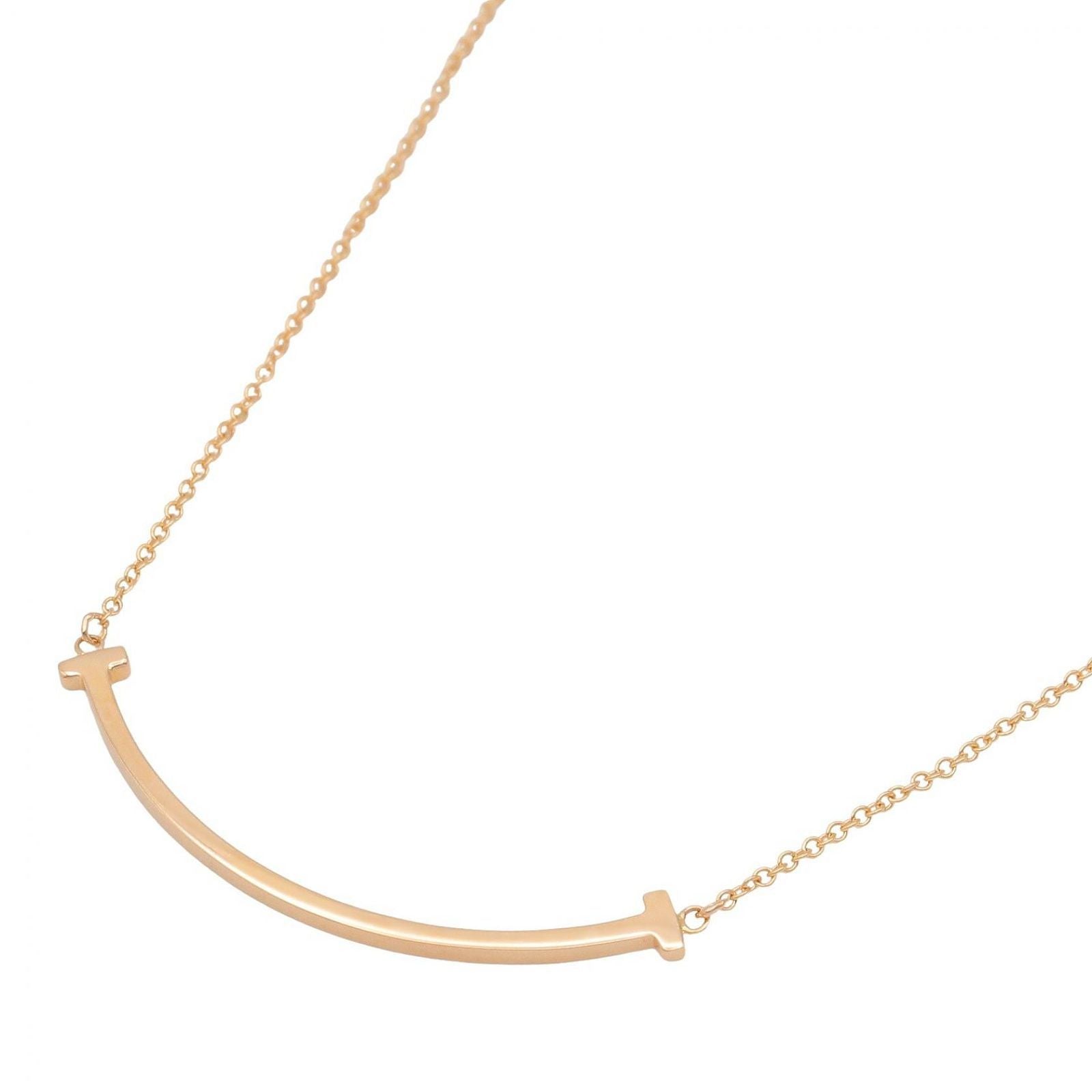 Tiffany & Co Necklace T Smile Small 40.5 45.5 cm 18k Pink Gold