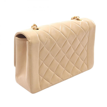 Chanel Shoulder Bag Quilted Diana Flap Beige Lambskin Chain — view 2