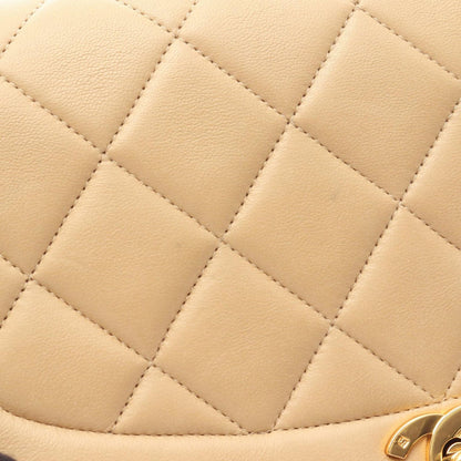Chanel Shoulder Bag Quilted Diana Flap Beige Lambskin Chain — view 9