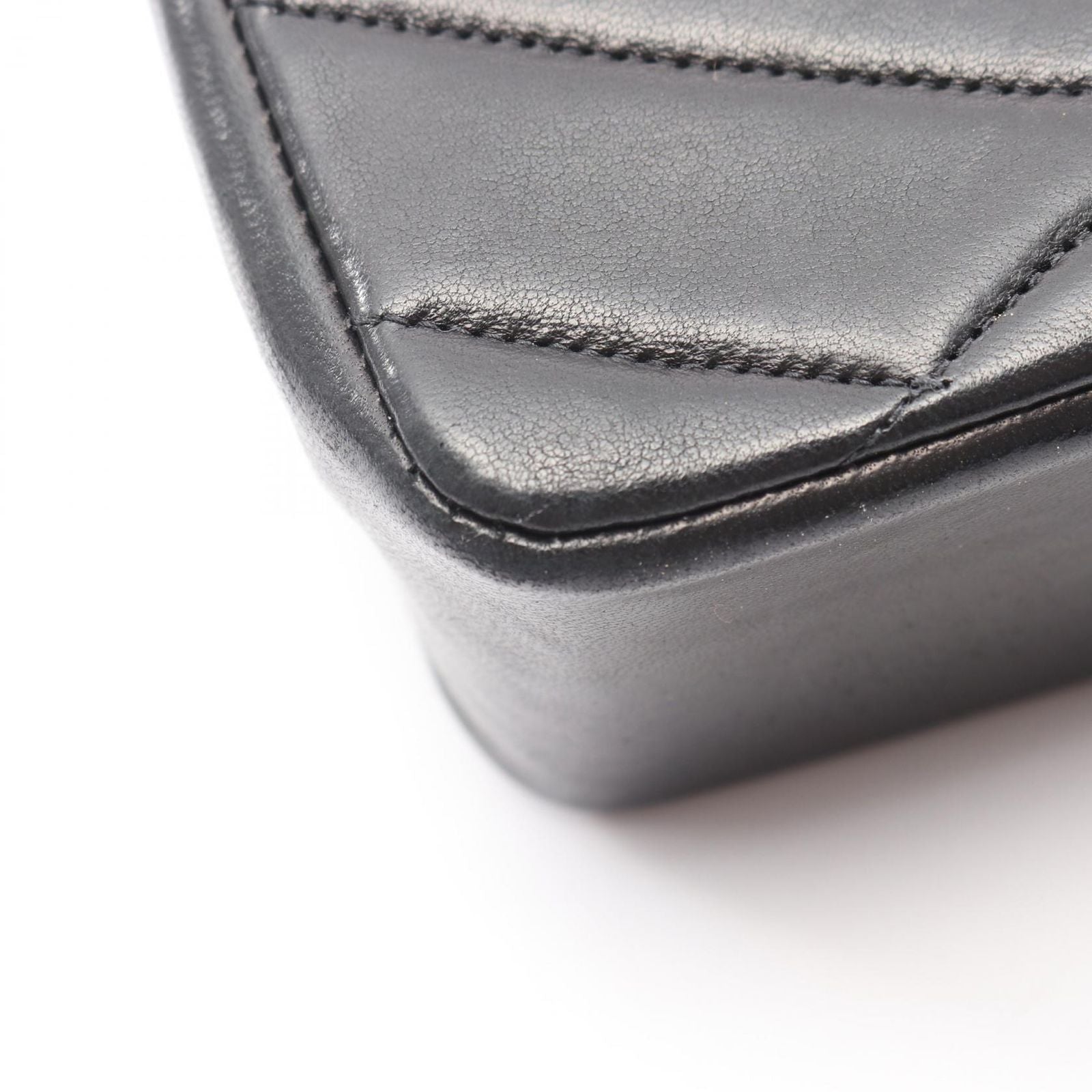Chanel Shoulder Bag Bias Stitch Black Lambskin Chain — view 9