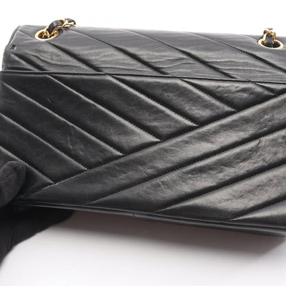 Chanel Shoulder Bag Bias Stitch Black Lambskin Chain — view 8