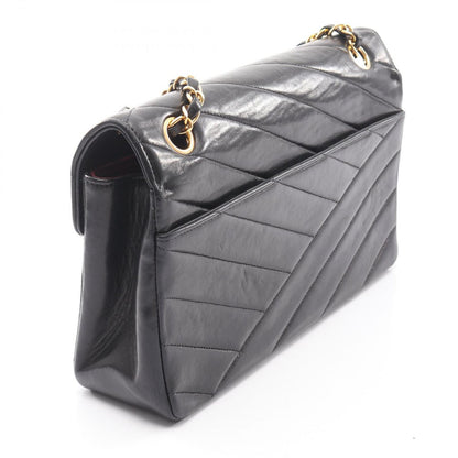 Chanel Shoulder Bag Bias Stitch Black Lambskin Chain — view 2
