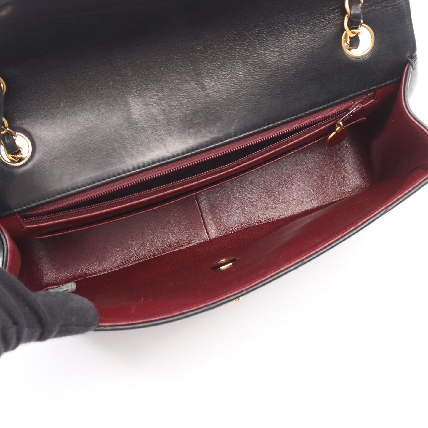 Chanel Shoulder Bag Bias Stitch Black Lambskin Chain — view 3