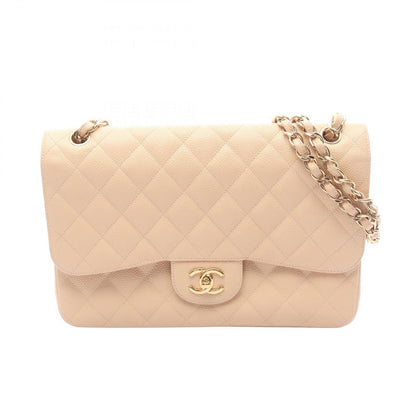 Chanel Shoulder Bag Big Quilted 30 Classic Large Double Flap Beige Caviar