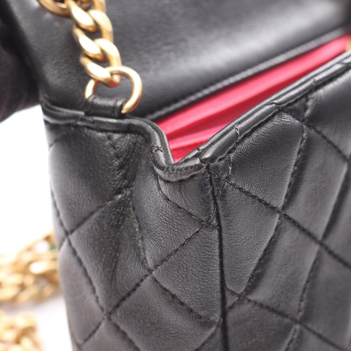 Chanel Shoulder Bag Mini Black Lambskin Quilted Small Flap Chain — view 7