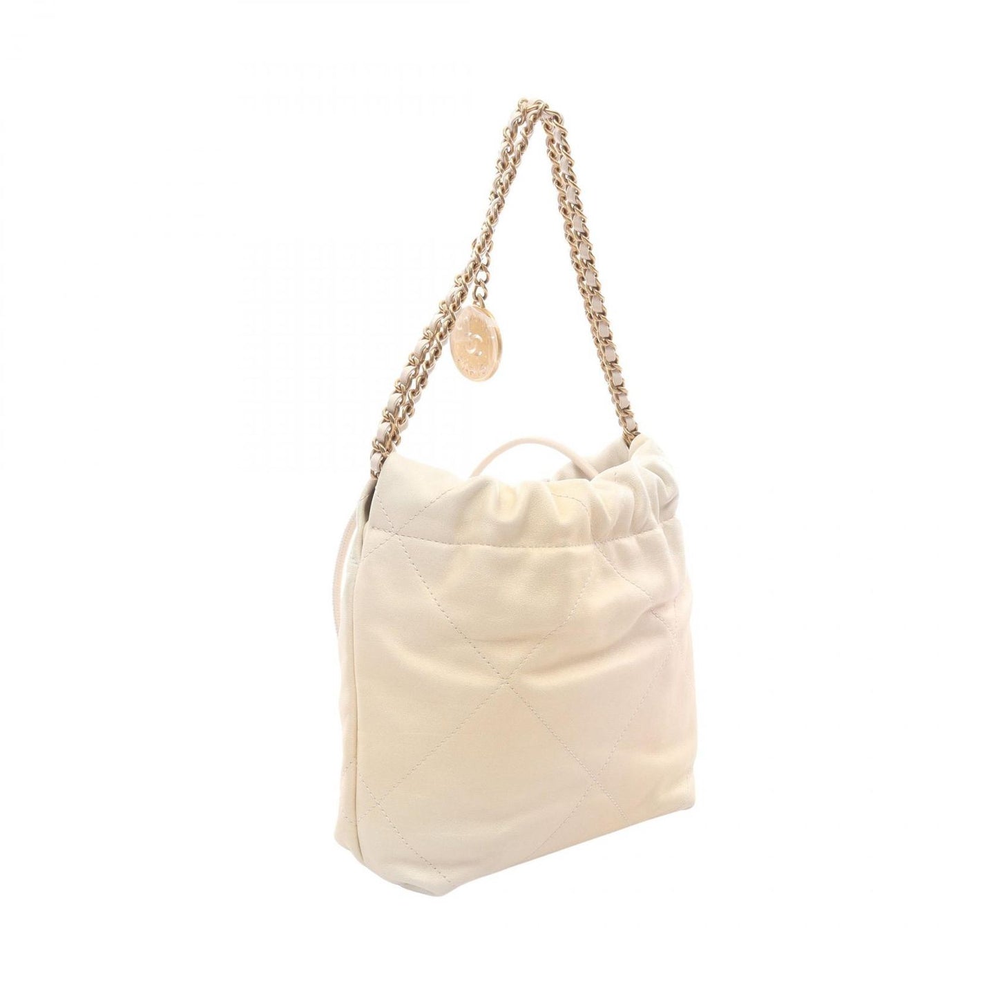 Chanel Shoulder Bag 22 Mini Champagne Gold Leather 22 Quilted Chain — view 2