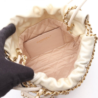 Chanel Shoulder Bag 22 Mini Champagne Gold Leather 22 Quilted Chain — view 3