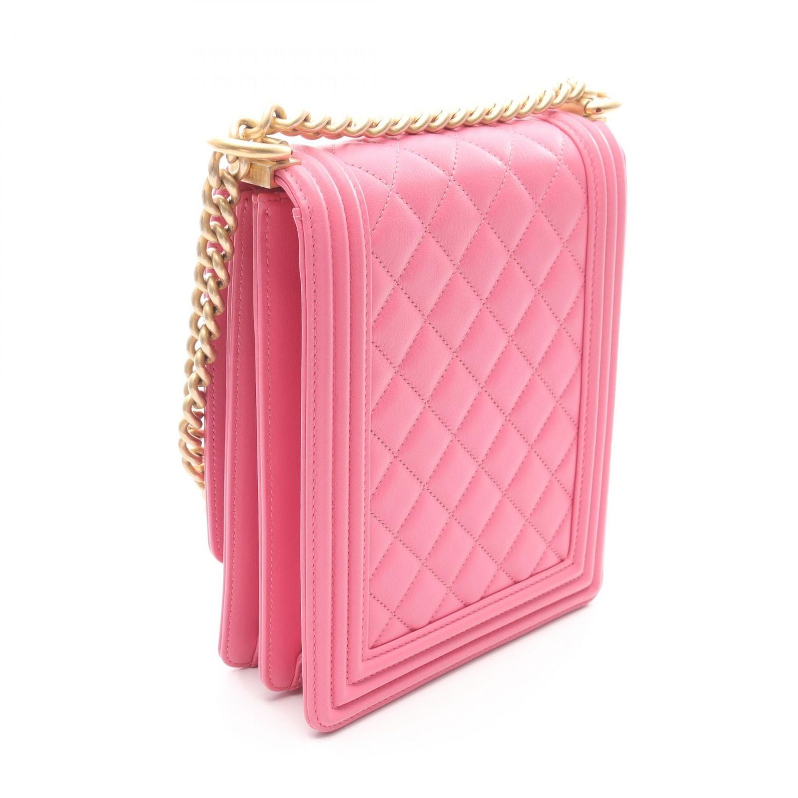 Chanel Shoulder Bag Quilted Pink Lambskin Chain — view 2