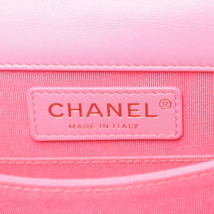 Chanel Shoulder Bag Quilted Pink Lambskin Chain — view 4