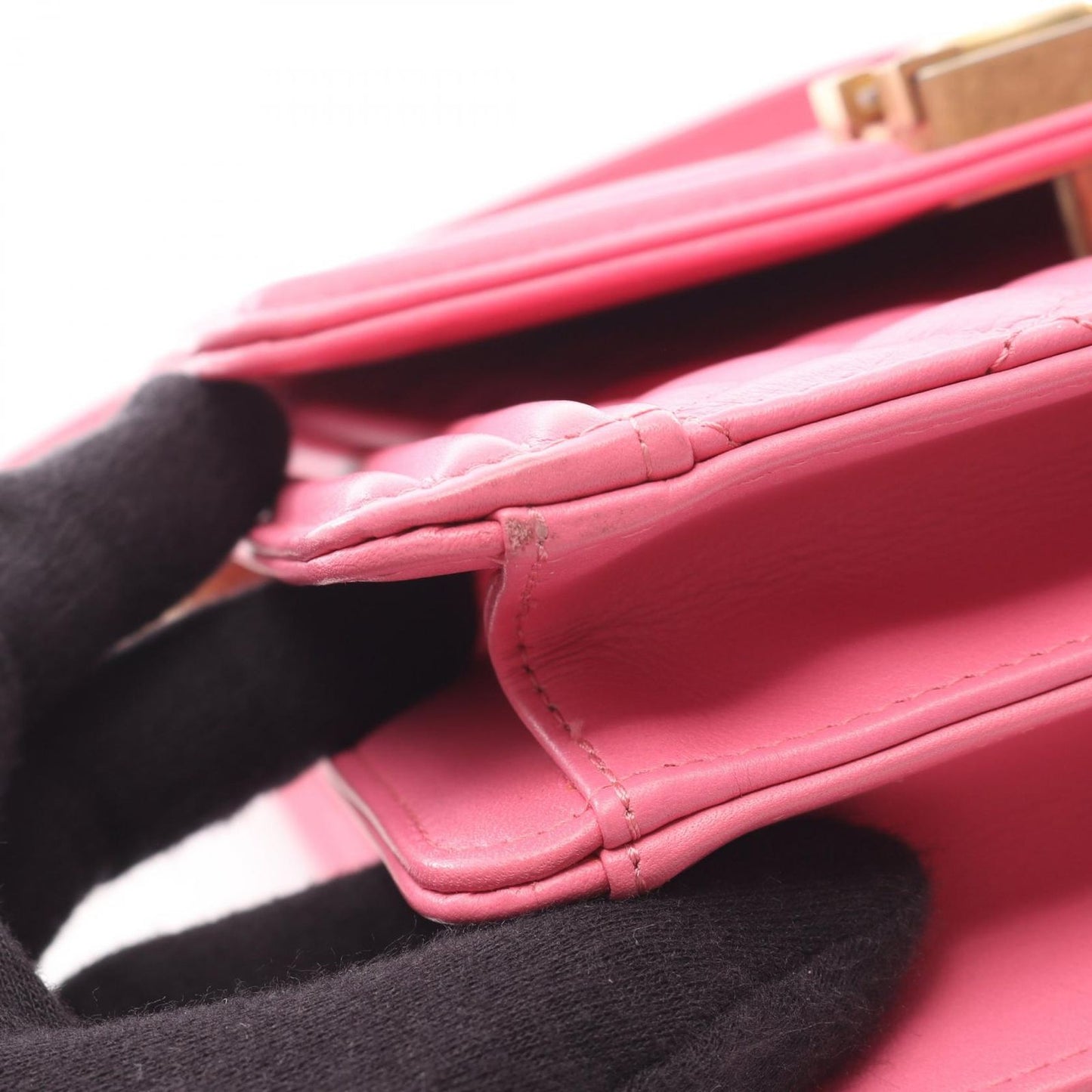 Chanel Shoulder Bag Quilted Pink Lambskin Chain — view 7