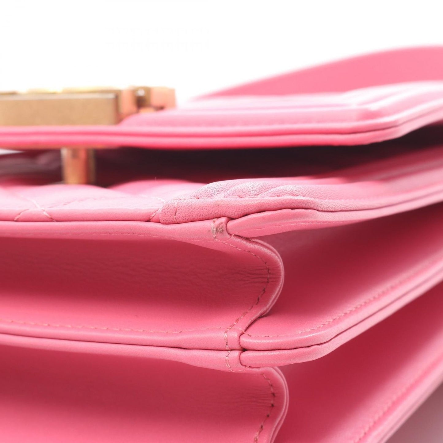 Chanel Shoulder Bag Quilted Pink Lambskin Chain — view 8
