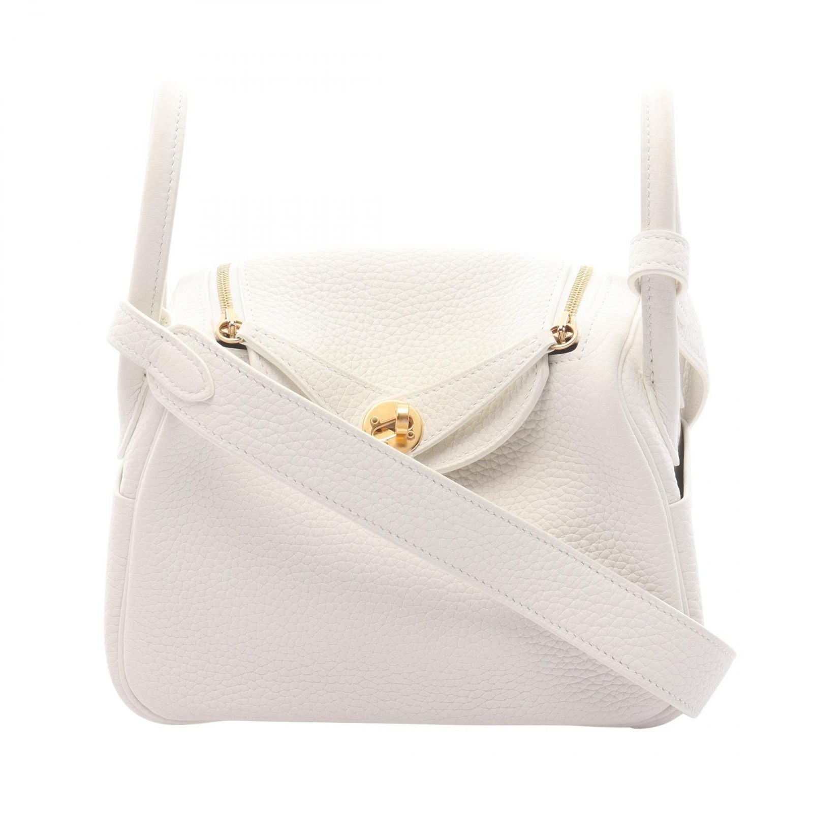 Hermes Shoulder Bag Lindy Mini White Leather