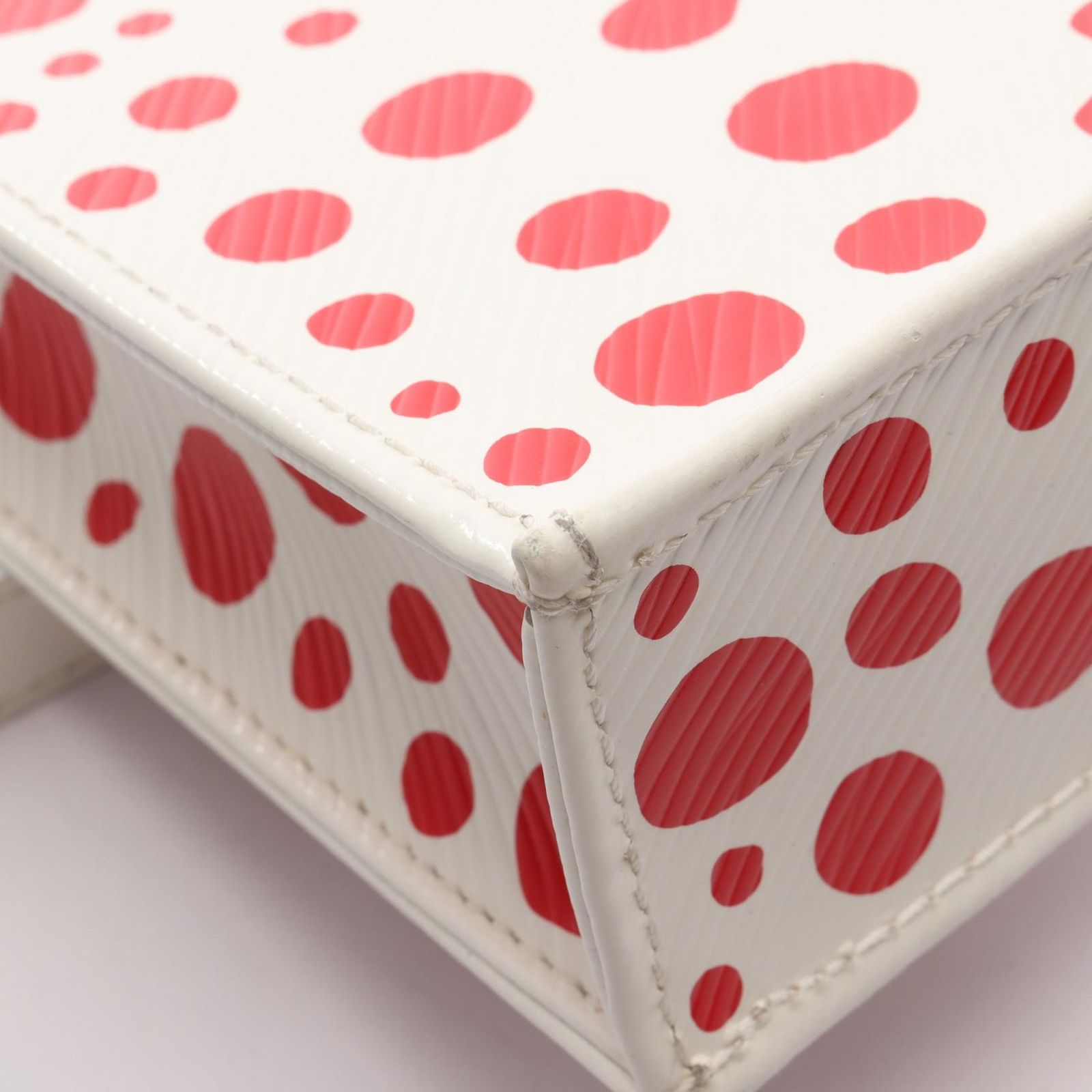 Louis Vuitton Handbag Yayoi Kusama Petite Sac Plat 2-Way White Red Leather LV Yk — view 6
