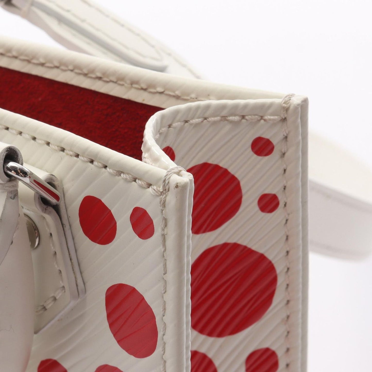 Louis Vuitton Handbag Yayoi Kusama Petite Sac Plat 2-Way White Red Leather LV Yk — view 8