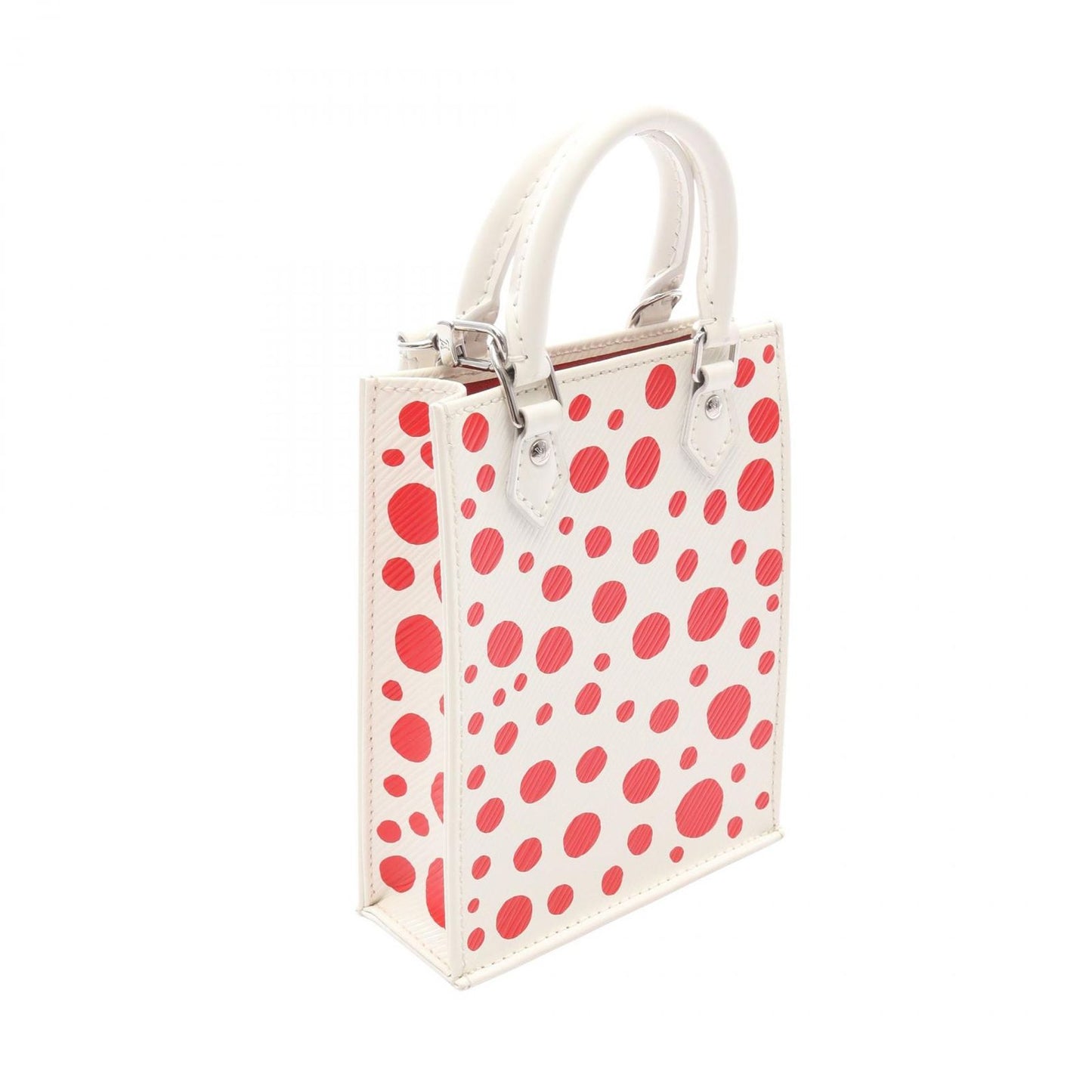 Louis Vuitton Handbag Yayoi Kusama Petite Sac Plat 2-Way White Red Leather LV Yk — view 2
