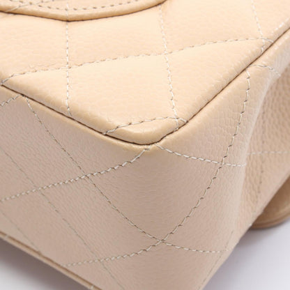Chanel Shoulder Bag Quilted Double Flap Beige Caviar Leather Chain — view 7