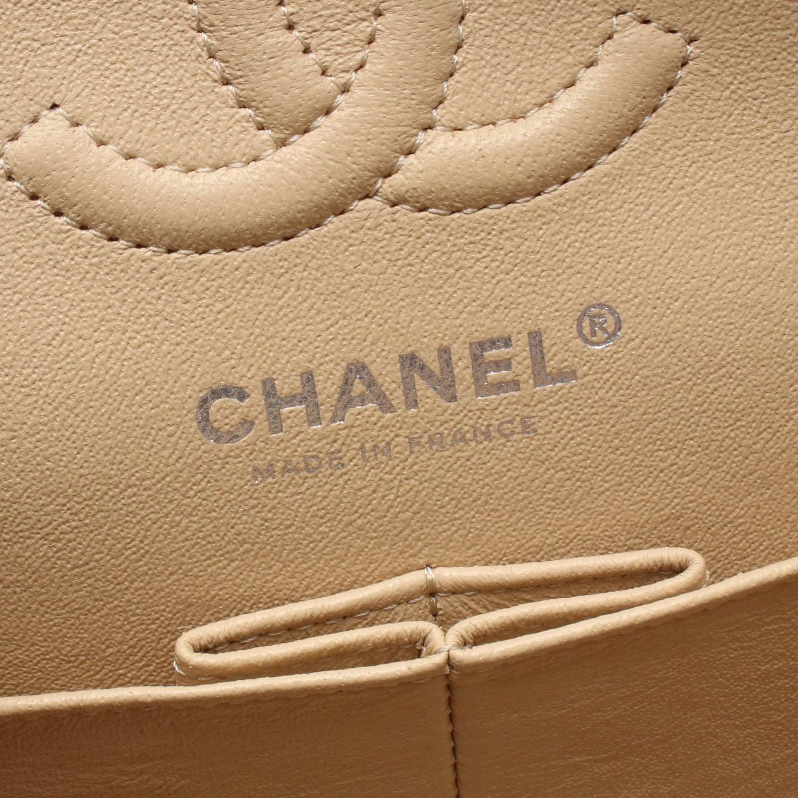 Chanel Shoulder Bag Quilted Double Flap Beige Caviar Leather Chain — view 4