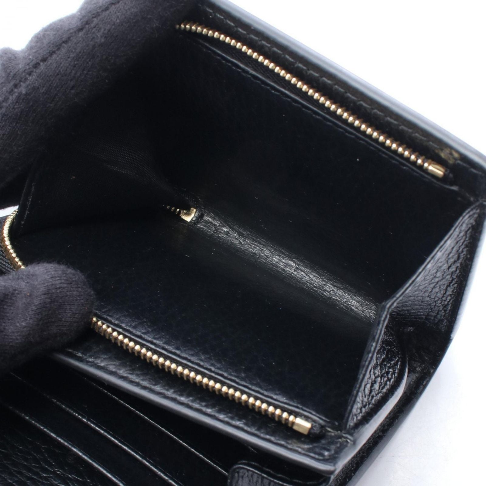 Gucci Bifold Wallet GG Marmont Beige Black Leather Canvas Double Bicolor Compact — view 6