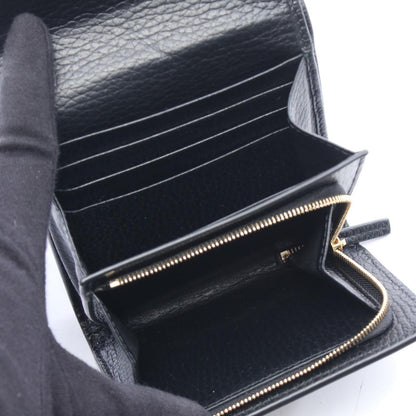 Gucci Bifold Wallet GG Marmont Beige Black Leather Canvas Double Bicolor Compact — view 3
