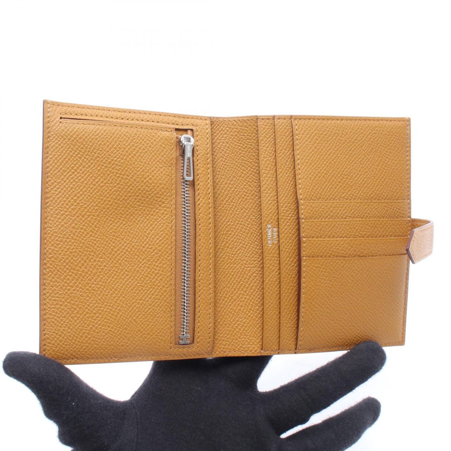 Hermes Bifold Wallet Bearn Compact Sesame Leather Calf — view 3