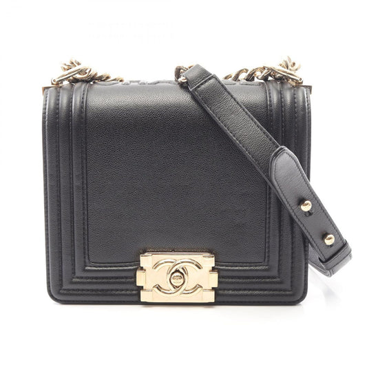 Chanel Shoulder Bag Black Caviar Leather Chain