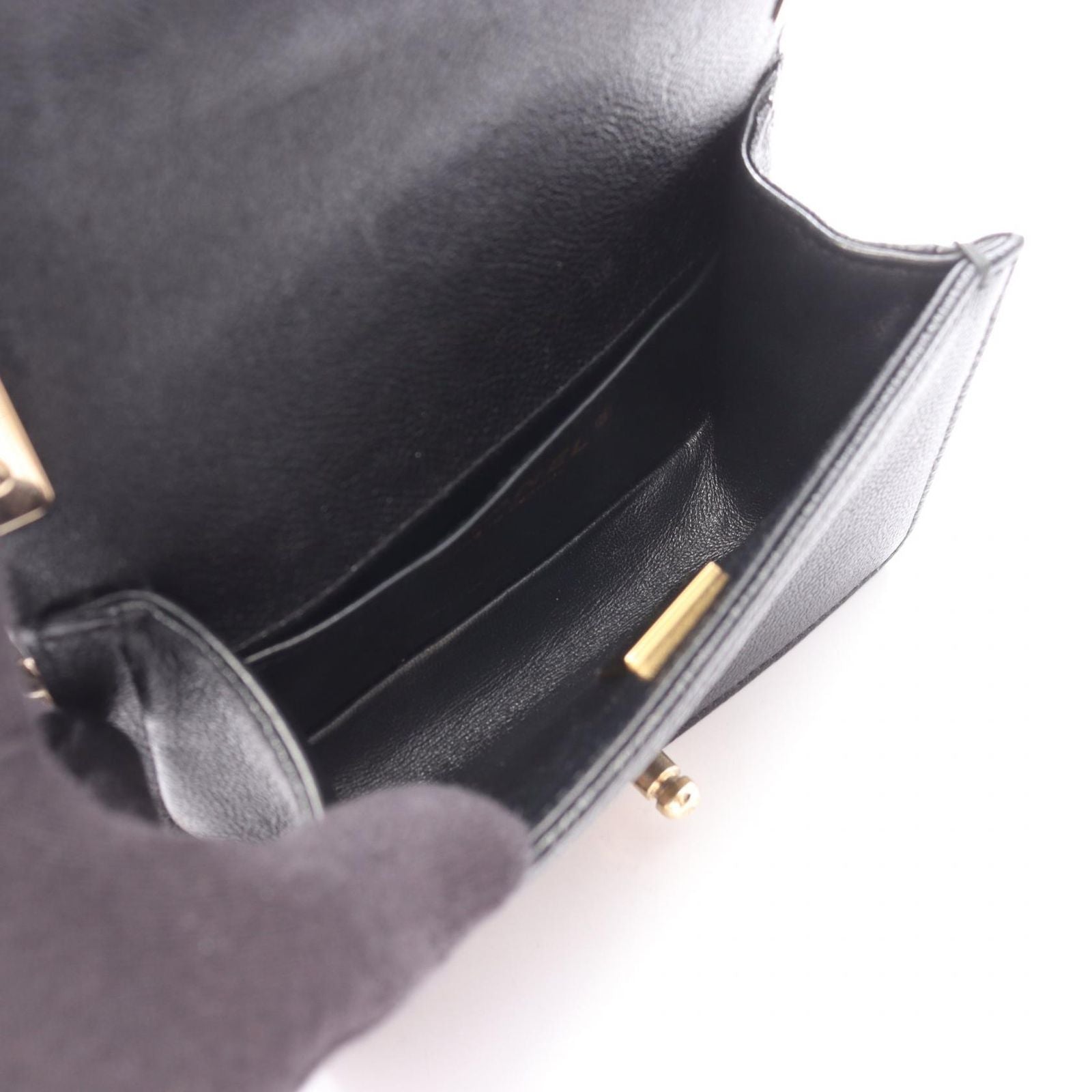 Chanel Shoulder Bag Mini Chez Blanc Stitch Black Caviar Leather Chain — view 3