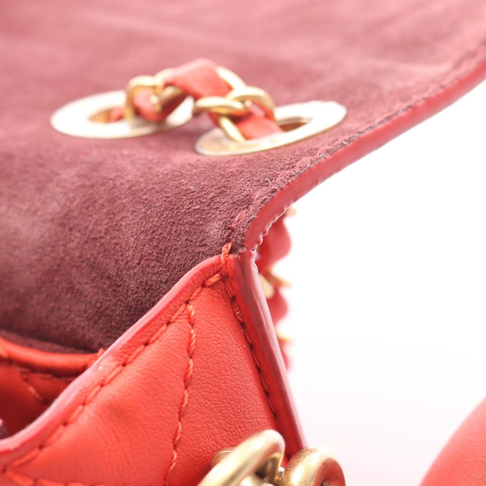 Chanel Shoulder Bag Quilted Red Lambskin Flap with Coin Case — view 7