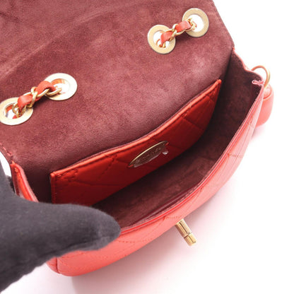 Chanel Shoulder Bag Quilted Red Lambskin Flap with Coin Case — view 3