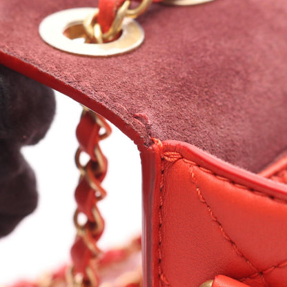 Chanel Shoulder Bag Quilted Red Lambskin Flap with Coin Case — view 6