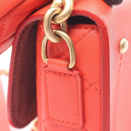 Chanel Shoulder Bag Quilted Red Lambskin Flap with Coin Case — view 8