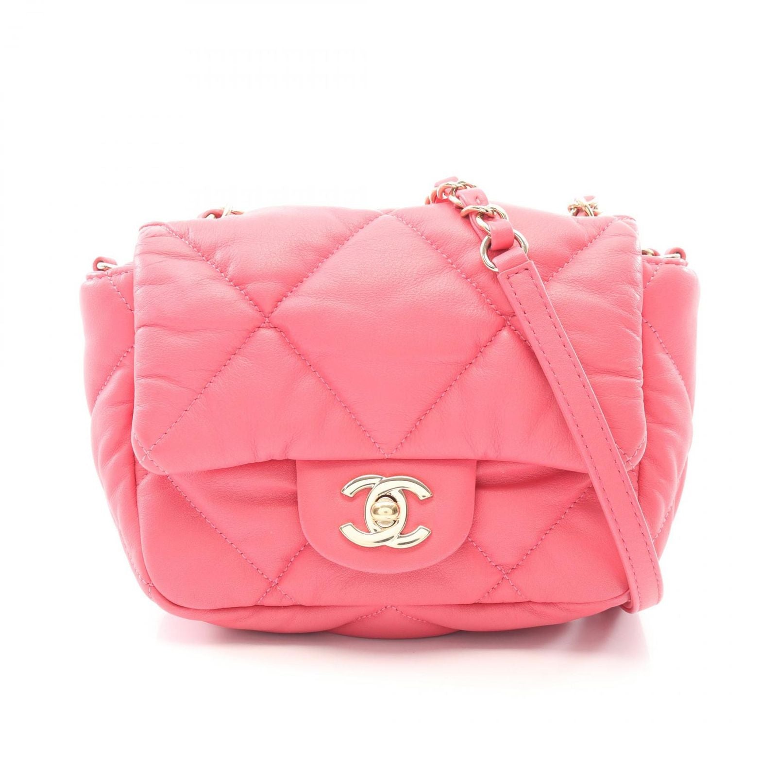 Chanel Shoulder Bag Quilted Pink Lambskin Small Flap Chain