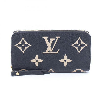 Louis Vuitton Round Wallet Zippy Bicolor Black Beige Leather