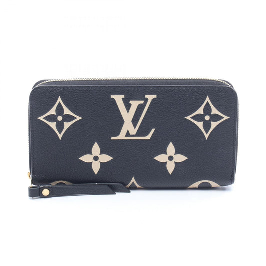 Louis Vuitton Round Wallet Zippy Bicolor Black Beige Leather