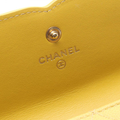 Chanel Bifold Wallet CC Filigree Yellow Caviar Leather CC Quilted Zip — view 5
