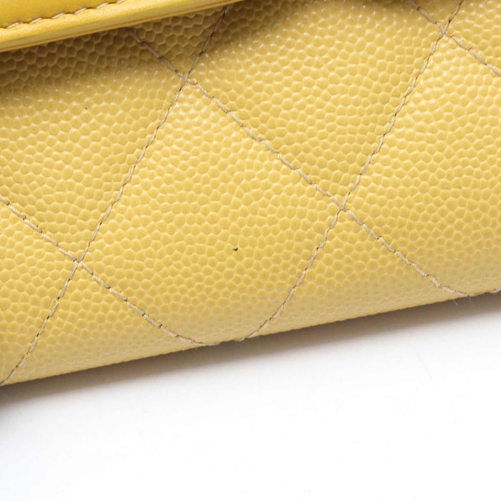 Chanel Bifold Wallet CC Filigree Yellow Caviar Leather CC Quilted Zip — view 8