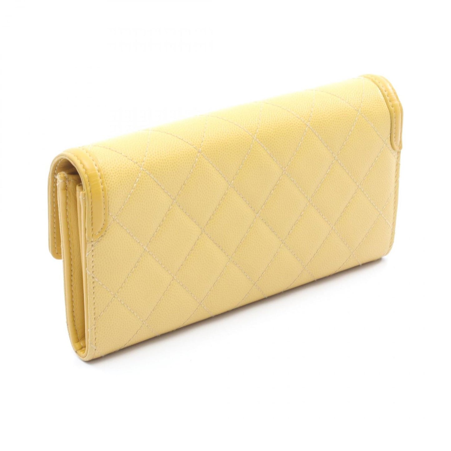 Chanel Bifold Wallet CC Filigree Yellow Caviar Leather CC Quilted Zip — view 2