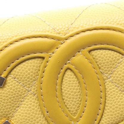 Chanel Bifold Wallet CC Filigree Yellow Caviar Leather CC Quilted Zip — view 7