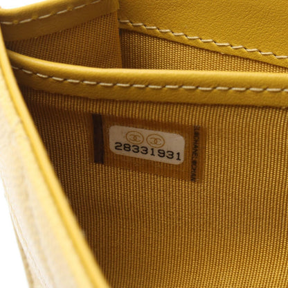 Chanel Bifold Wallet CC Filigree Yellow Caviar Leather CC Quilted Zip — view 6