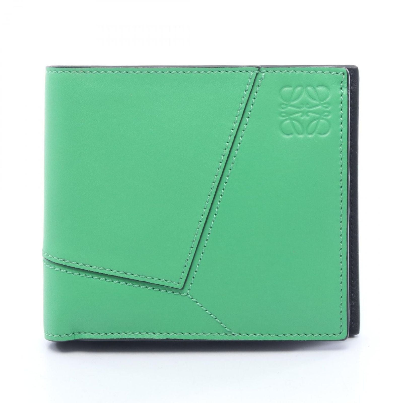 Loewe Bifold Wallet Puzzle Coin Green Leather