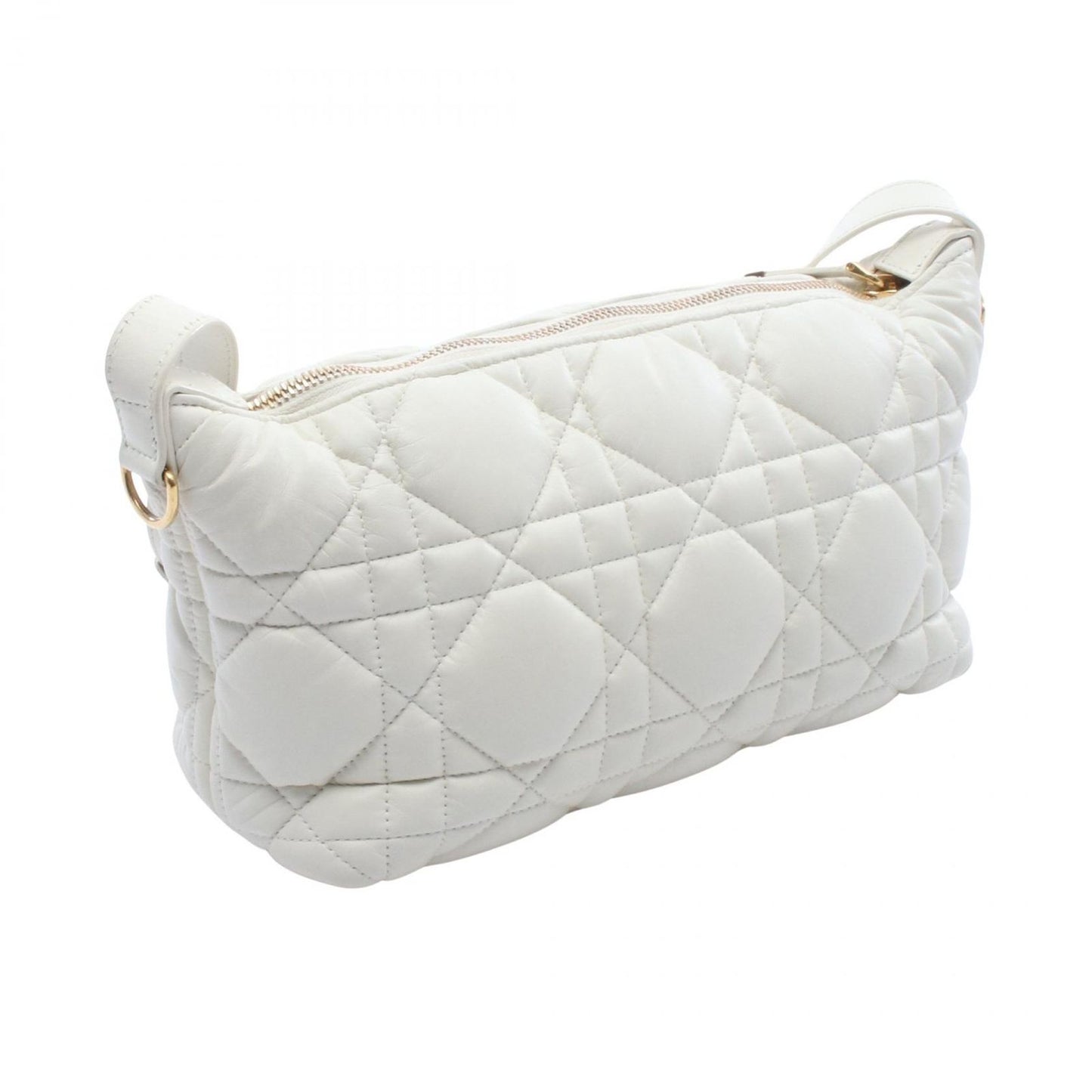 Dior Shoulder Bag Travel Nomad Pouch Cannage White Leather — view 2