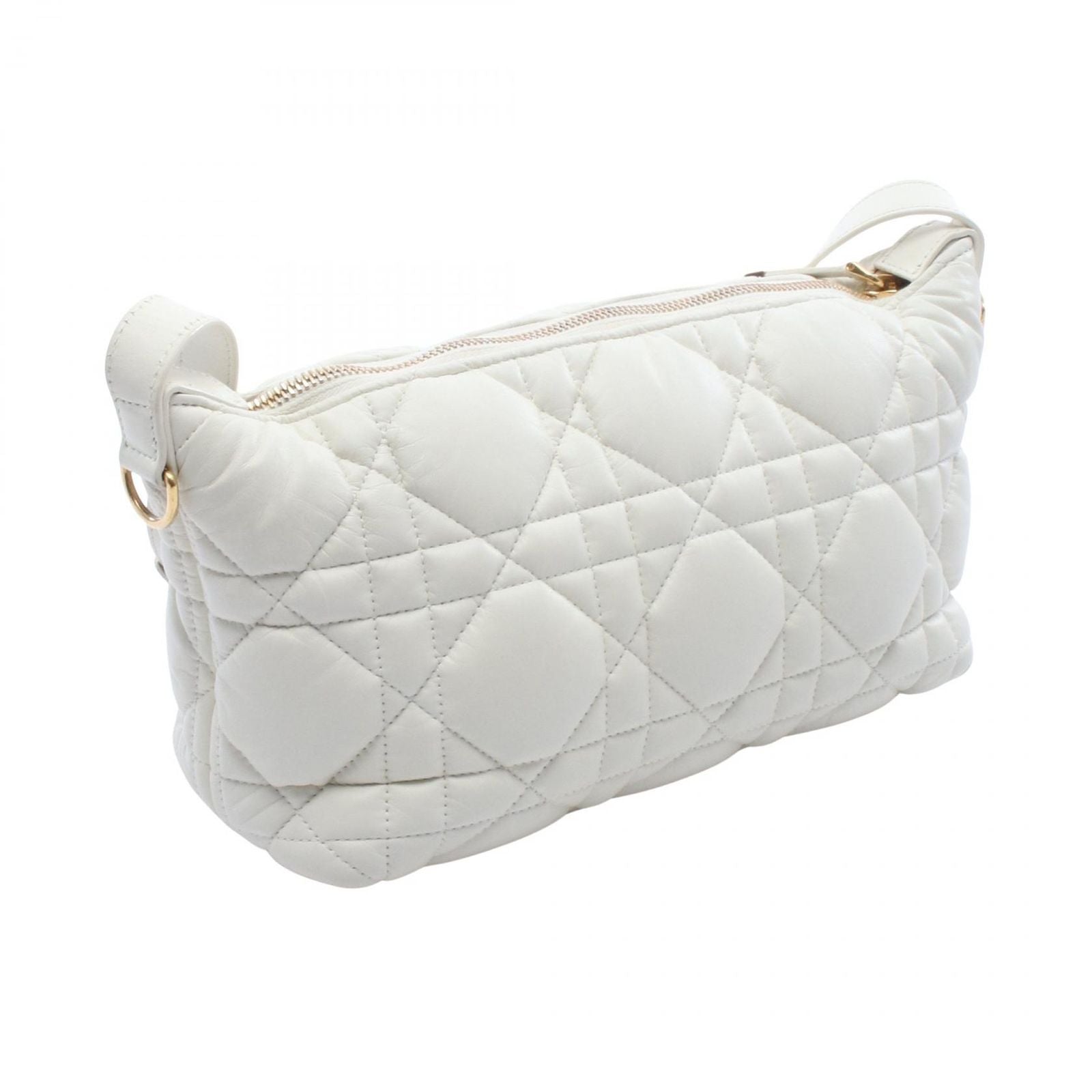 Dior Shoulder Bag Travel Nomad Pouch Cannage White Leather — view 2