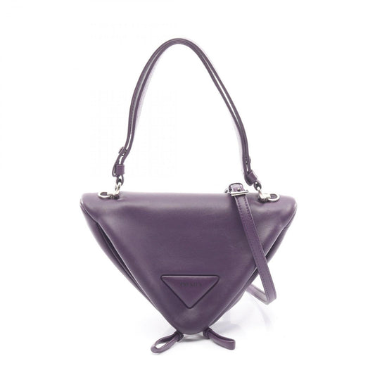 Prada Handbag Triangle 2-Way Purple Leather Bag