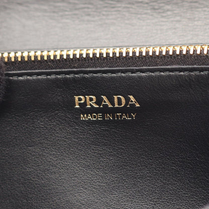 Prada Bifold Wallet Velluto Ricamo Black Fabric Leather Chain — view 4