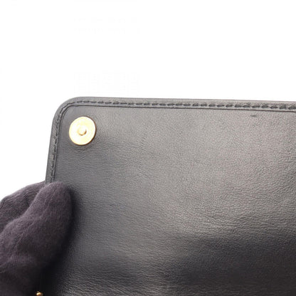Prada Bifold Wallet Velluto Ricamo Black Fabric Leather Chain — view 5