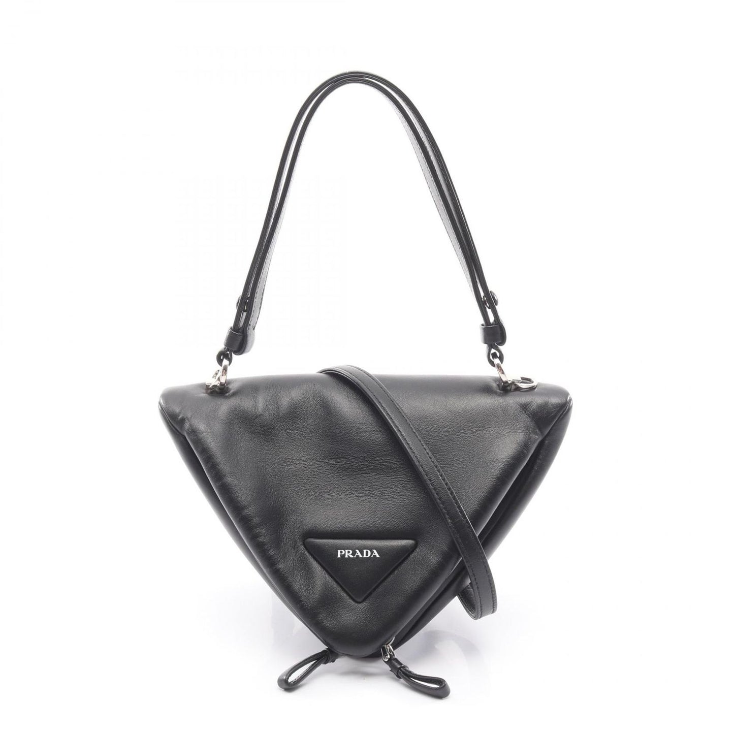 Prada Handbag Triangle 2-Way Black Leather Bag