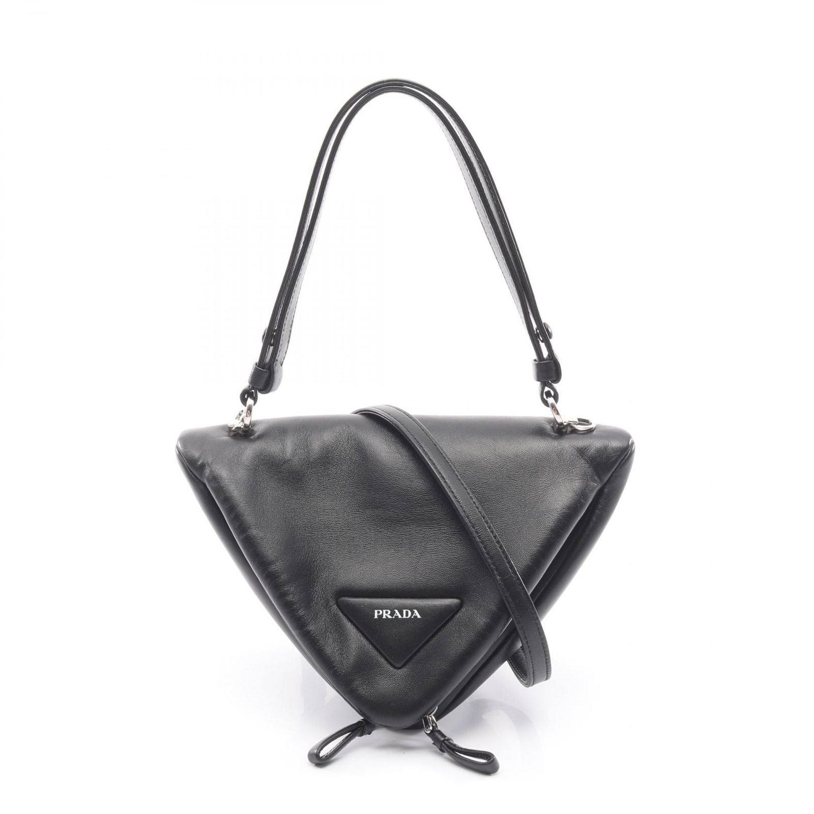 Prada Handbag Triangle 2-Way Black Leather Bag